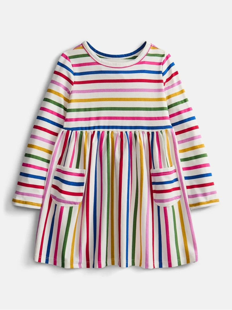 Wonder Nation Baby and Toddler Girls' Play Dress with Long Sleeves, Sizes 0M-5T | Walmart (US)