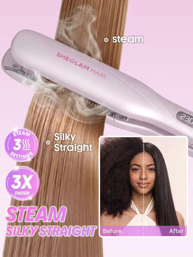 SHEGLAM HAIR Hydra Shot Steam Iron Pro,Steam Straightening Iron,Straightener & Curler,Warm Steam ... | SHEIN