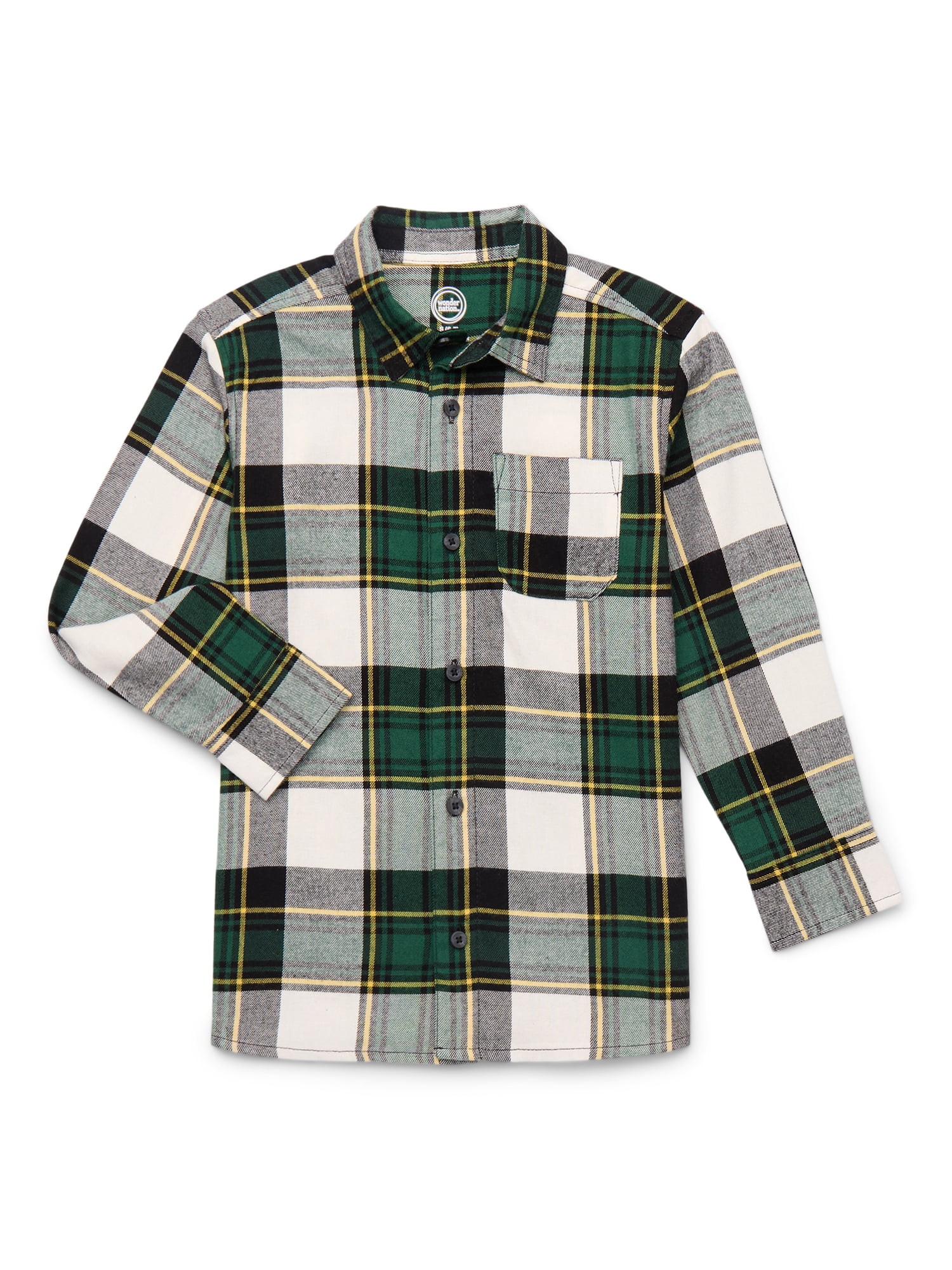 Wonder Nation Boys' Long Sleeve Flannel Shirt, Sizes 4-18 & Husky | Walmart (US)