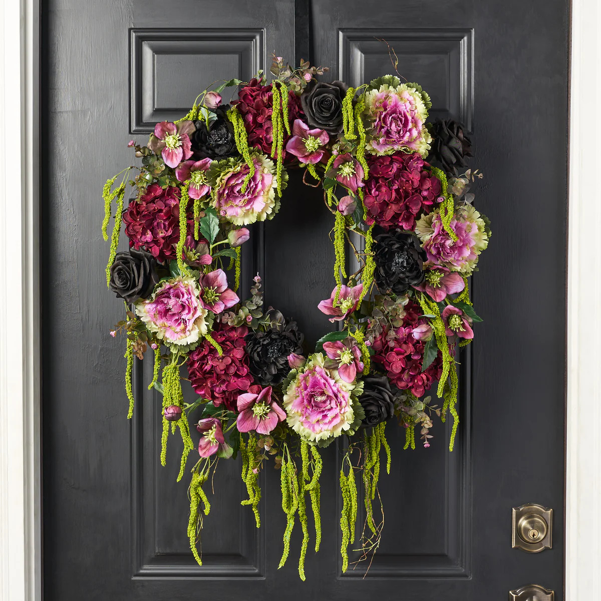 Moonlit Obsidian Garden - Purple Ornamental Kale, Wine Hydrangea, Hellebores, Black Magic Rose & ... | Darby Creek Trading