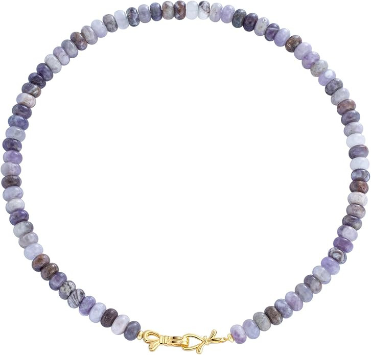 Rainbow Colorful Gemstone Beaded Choker Necklace for Women 14K Gold Bow Birthstone Beads Chokers ... | Amazon (US)