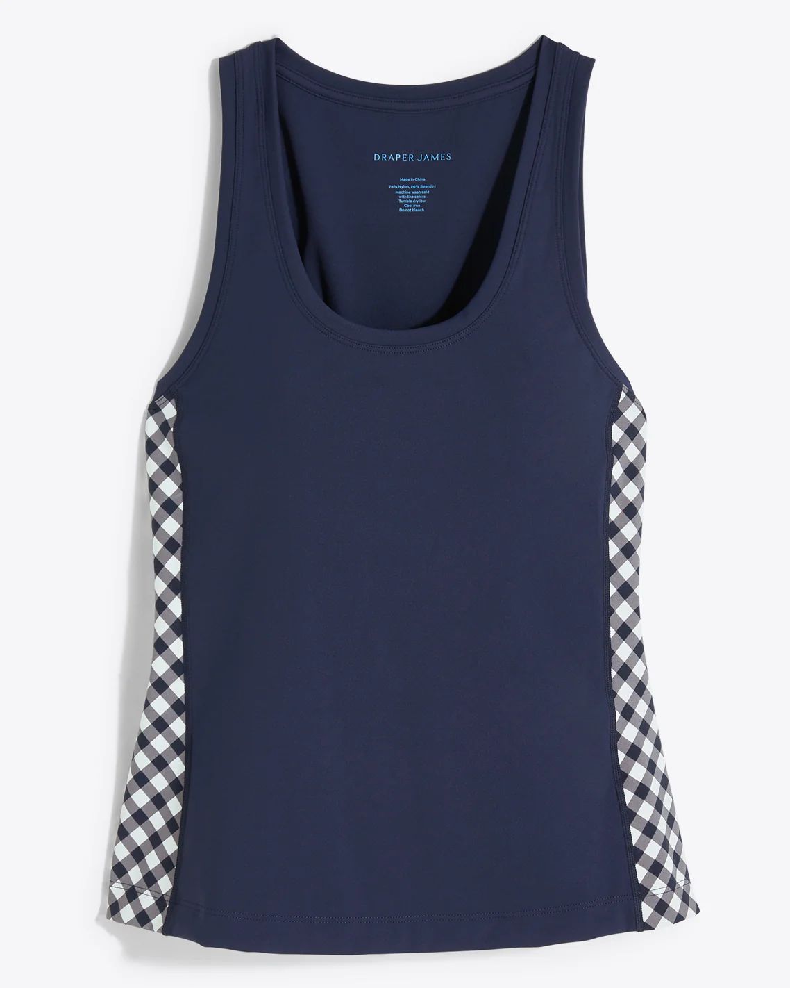 Panel Tank in Navy Gingham | Draper James (US)