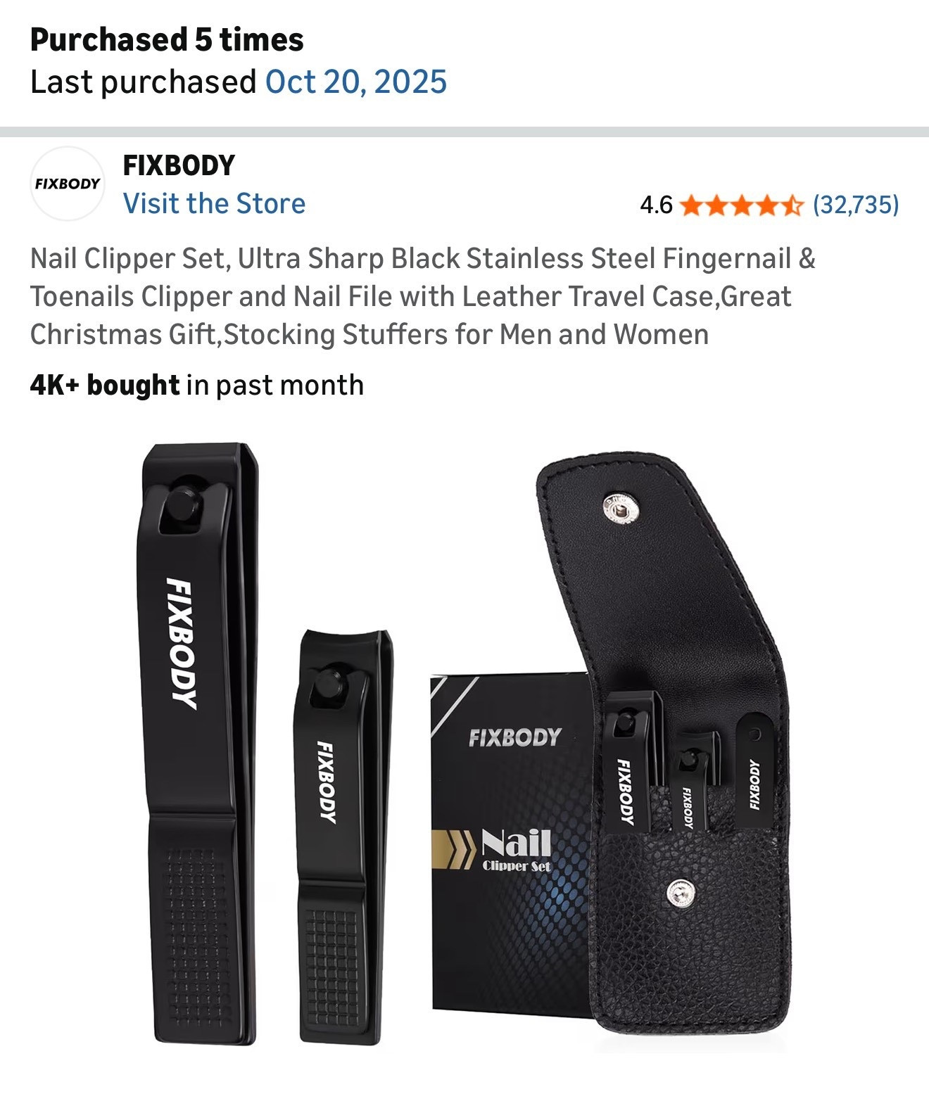 🎄nail clipper set is a perfect stocker stuffer 

I’ve bought this for myself &  several times as part of a gift , excellent quality  



Trending // Amazon find // Nail Clipper Set, Ultra Sharp Black Stainless Steel Fingernail & Toenails Clipper and Nail File with Leather Travel Case,Great Christmas Gift,Stocking Stuffers for Men and Women // gifts for her //  gifts for him //  gift inspiration //  gift inspo // merry Christmas // happy holidays // happy Hanukkah // my life, Christine vinci 

#LTKdayinmylife #LTKGiftGuide #LTKHoliday