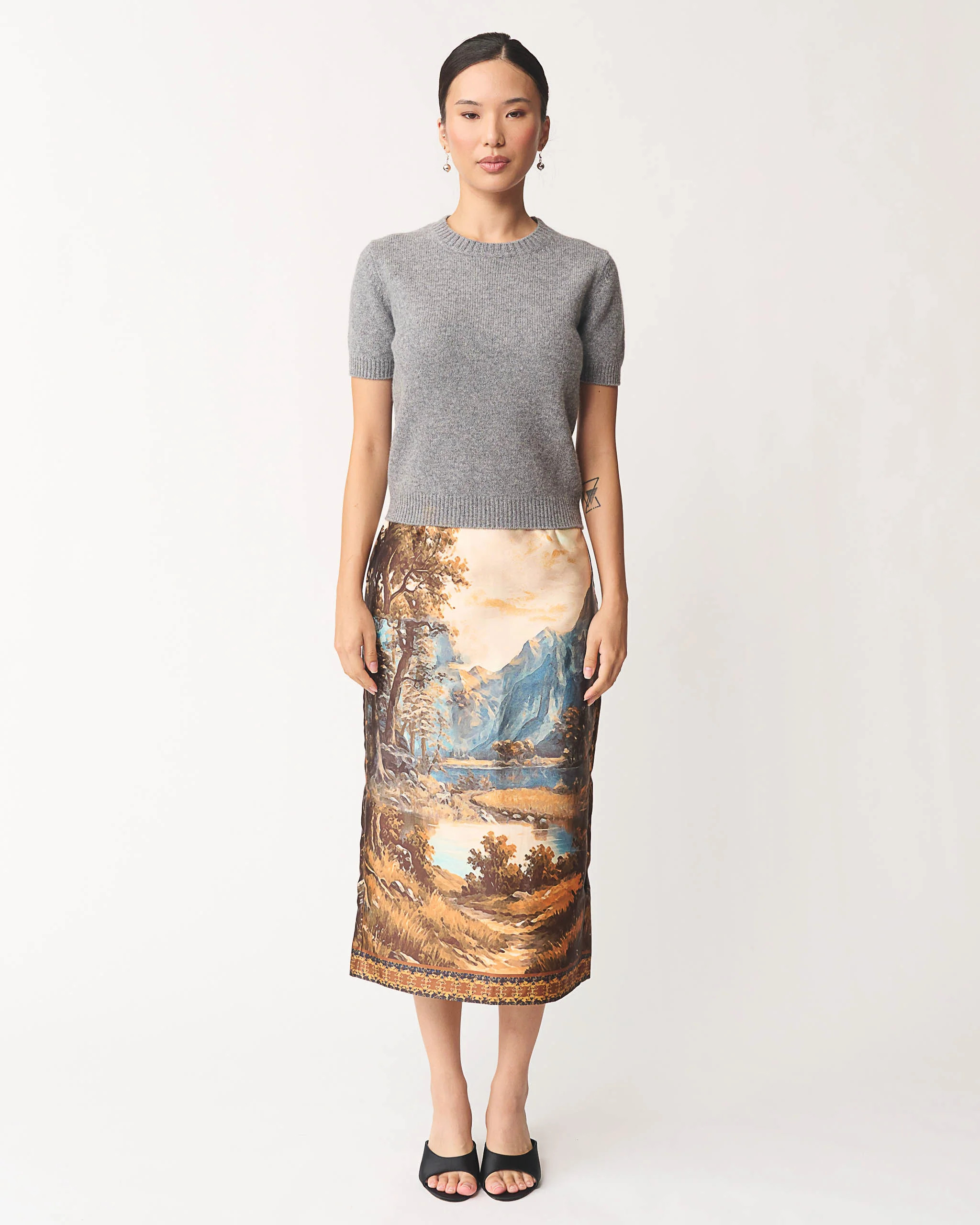 Milena Scenic Print Midi Skirt | Benaar La