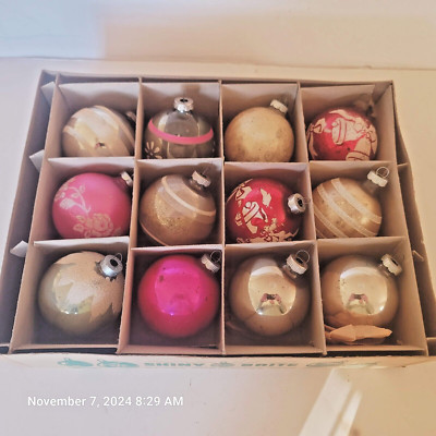 Shiny Brite and Others  Box of 12 Glass Ball Christmas Tree Ornaments  | eBay | eBay US