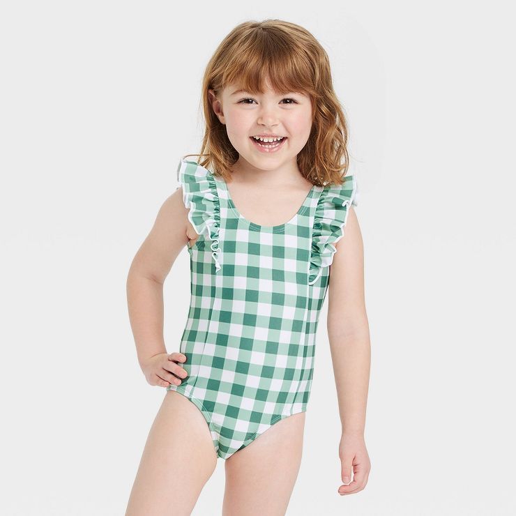 Toddler Girls' Plaid One Piece Swimsuit - Cat & Jack™ Green | Target