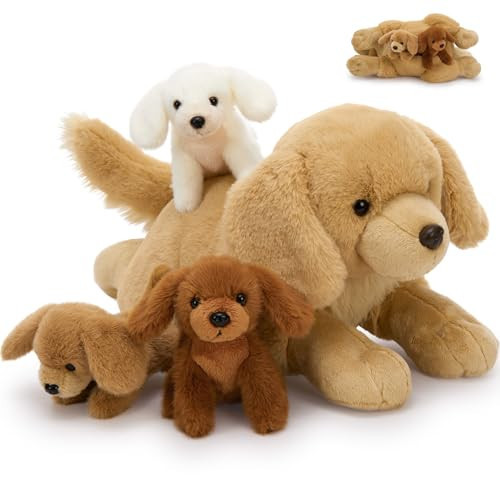 MaoGoLan 4pcs Golden Retriever Stuffed Animal with Babies Inside - 18" Mommy Dog Stuffed Animal with 3 Puppy Plushies, Soft Cute Stuffed Dog Plush Toys for Kids Girls Boys Birthday | Amazon (US)