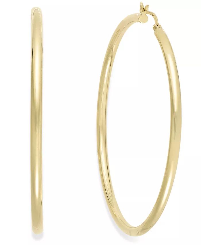 Macy's Round Hoop Earrings in 14k Gold Over Silver - Macy's | Macys (US)