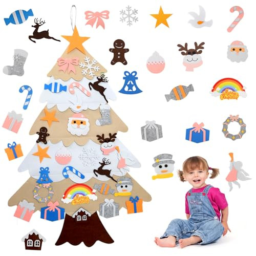 Hviiso Felt Christmas Tree for Kids Wall, Upgraded 3ft DIY Felt Christmas Tree Set with 28 Ornaments, Kid Christmas Decorations for Wall Hanging Xmas Gifts | Amazon (US)