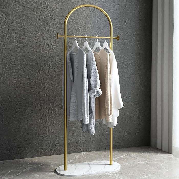 Gold Clothing Rack, Small Clothes Rack with Marble Base, Heavy-duty Coat Racks Freestanding for B... | Amazon (CA)