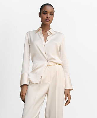 Mango Women's Satin Finish Flowy Shirt - Macy's | Macy's