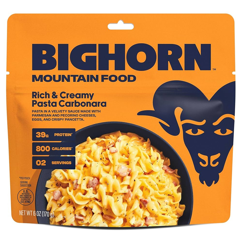 BIGHORN Mountain Food Rich & Creamy Pasta Carbonara - premium freeze dried meals for backpacking ... | Amazon (US)