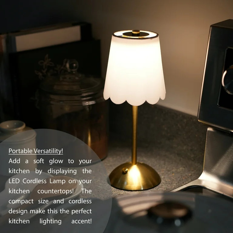 Home Decor Collection Cordless Rechargeable 11.9" Brass Table Lamp with Dimmable 3 Option Lights | Walmart (US)