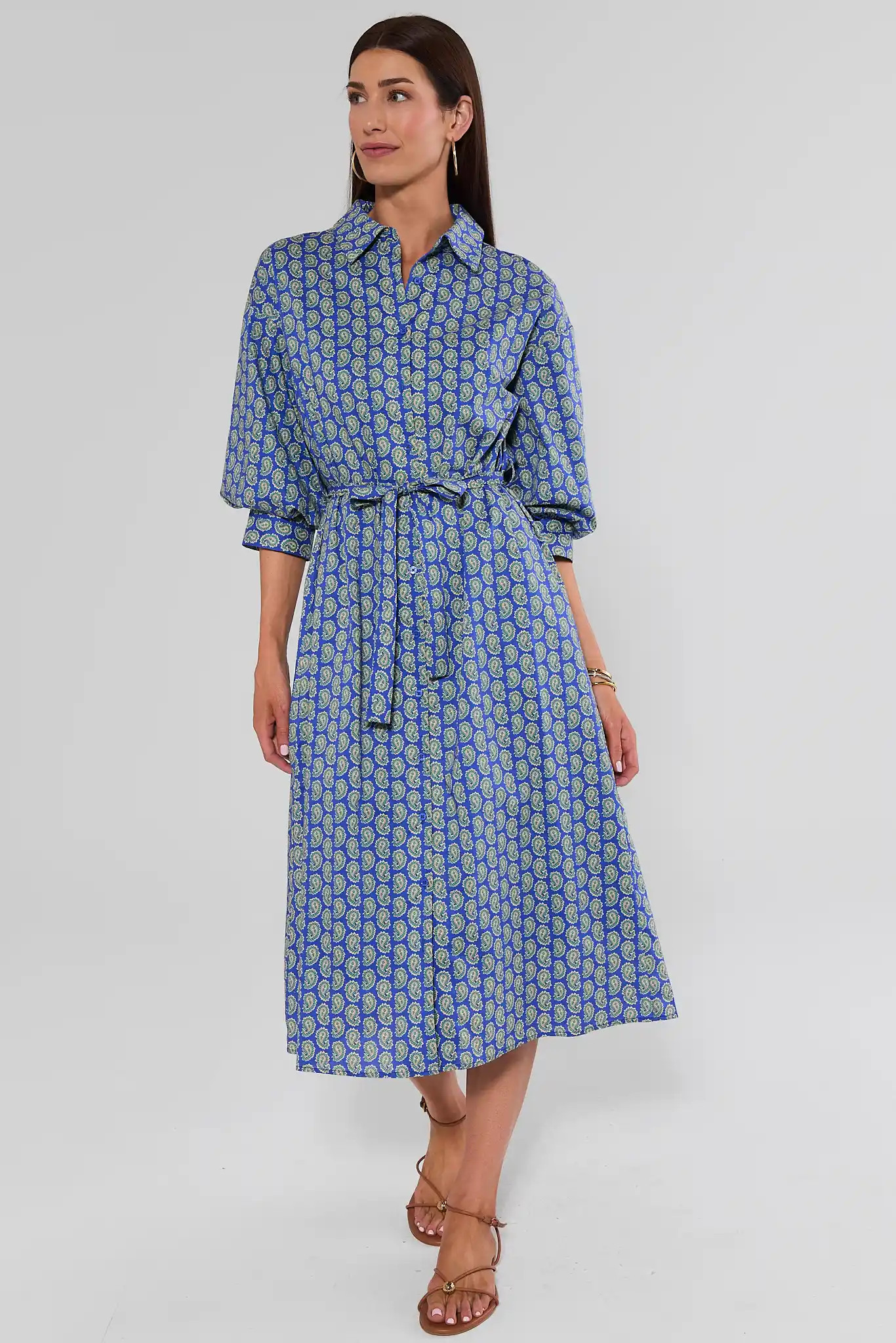 Summerlyn Blue Paisley Print Midi Dress | Avara