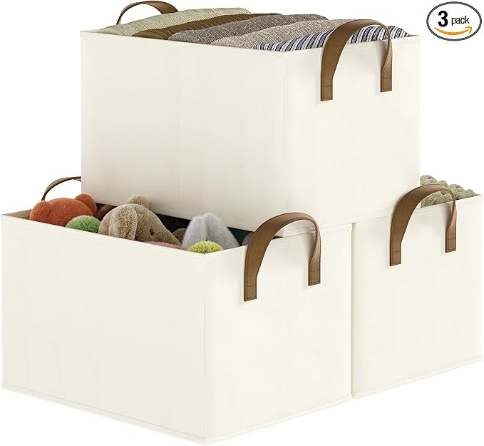 Closet Storage Bins, Fabric Closet Organizers and Storage Basket for Shelves, Collapsible Shelf B... | Amazon (US)