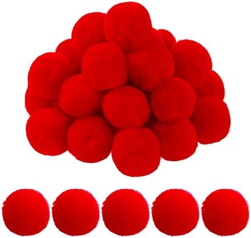 Red Pom Poms Christmas Faux Fur Pompom Ball Acrylic Large Red Pompoms Crafts Holiday Pom Balls Fl... | Amazon (US)