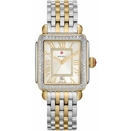 Michele Women's Deco Madison Diamond Dial Two-Toned 33mm Watch MWW06T000144 | Walmart (US)