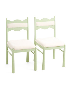 Set Of 2 17x35 Wavy Scalloped Upholstered Dining Chairs | Marshalls
