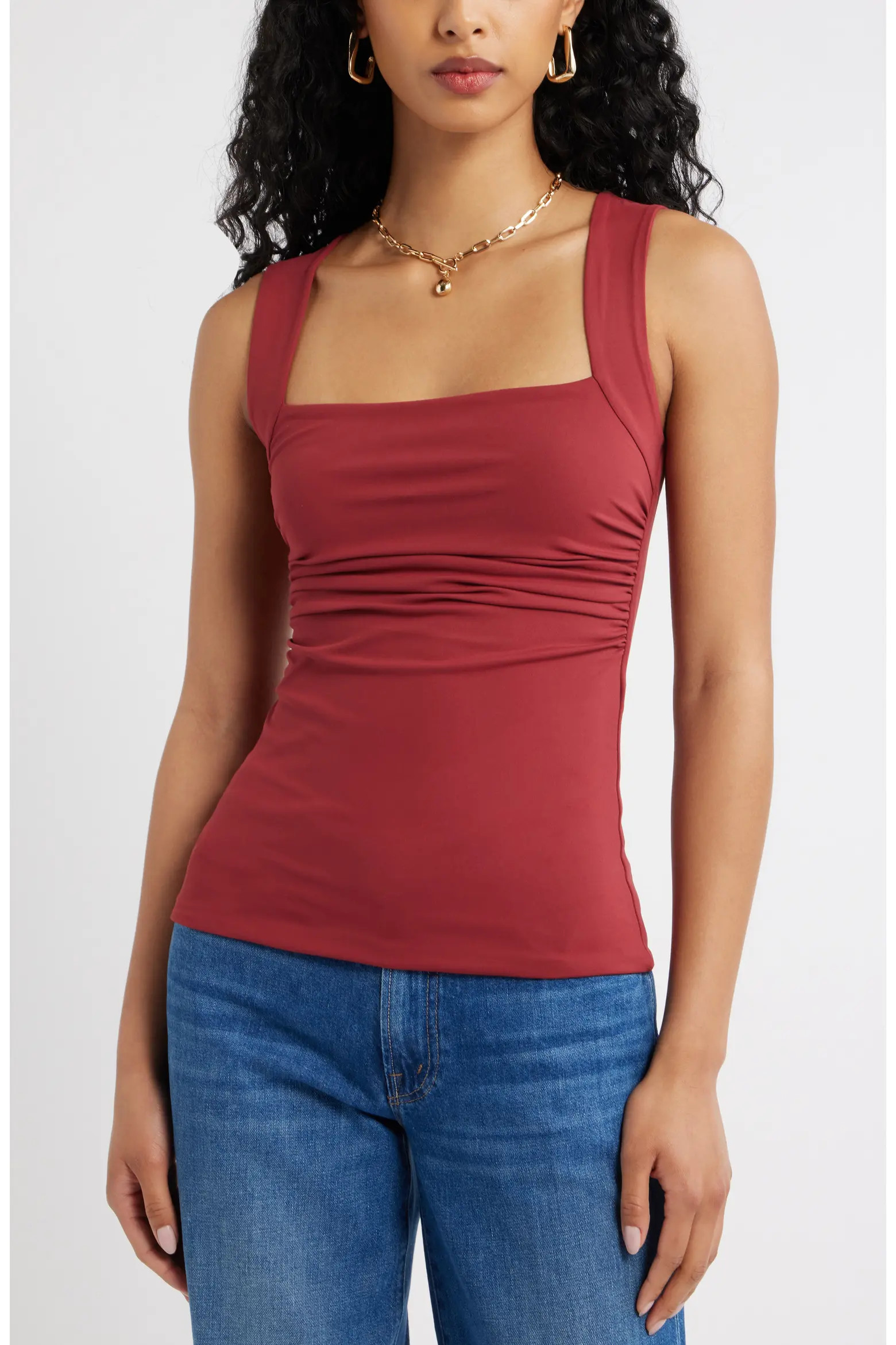 Ruched Square Neck Tank (Women) | Nordstrom | Nordstrom