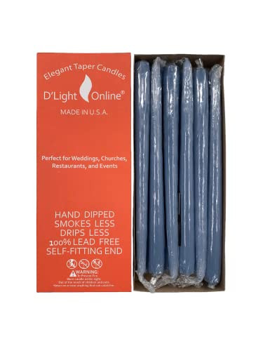 D'light Online Elegant 12" Unscented Slate Blue Taper Candles, Premium Quality Hand-Dipped Tapered Candles, Dripless and Smokeless - Set of 12 Individually Wrapped (12 Inch, Slate Blue) | Amazon (US)