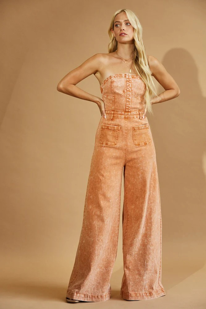The Fall Glow Denim Jumpsuit | Hashtag DNA