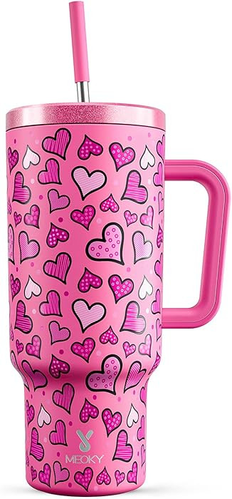 Meoky 40 oz Tumbler with Handle and Straw: Stainless Steel Insulated Tumbler with Lid and Straw -... | Amazon (US)