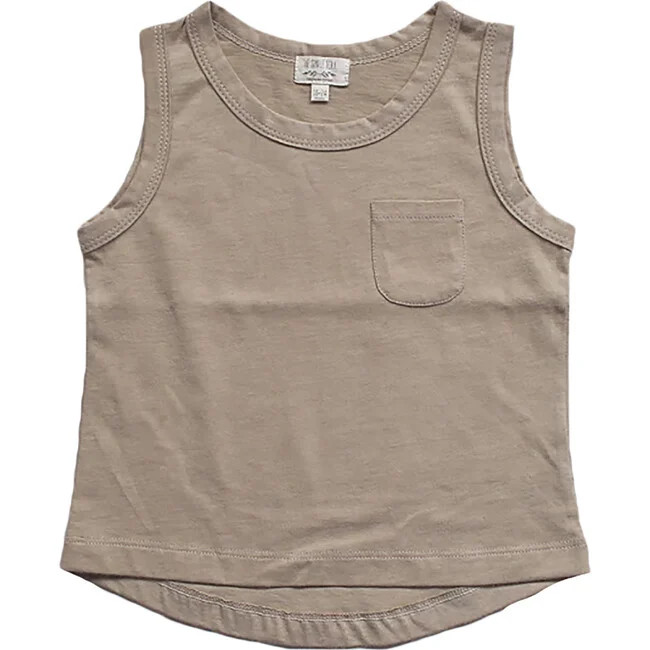 The Simple Folk | Mountain Tank Top, Mushroom | Linen (Silver, Size 4-5Y) | Maisonette | Maisonette