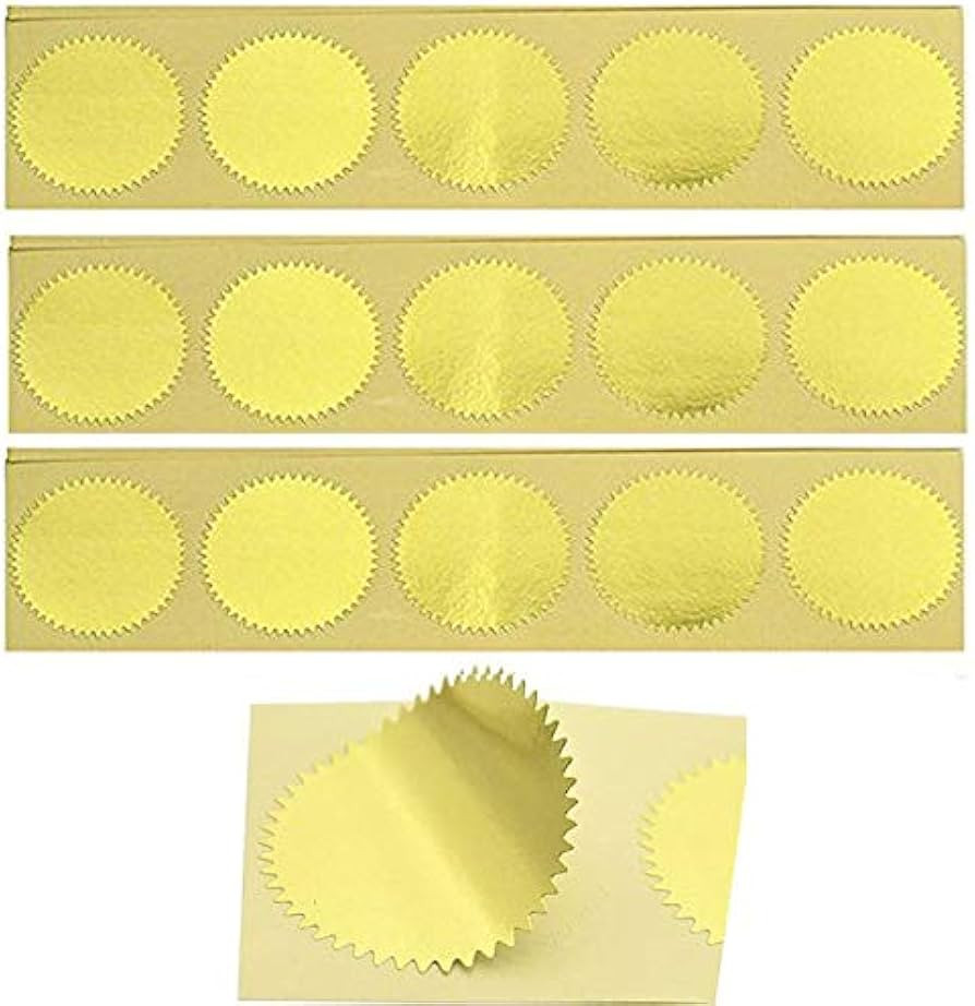 100pcs Embossing Stickers Blank Metallic Gold Certificate Seals Embossed Foil Stickers Scallop Ed... | Amazon (US)