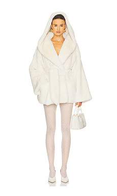 Helsa The Hooded Faux Fur Coat in White from Revolve.com | Revolve Clothing (Global)