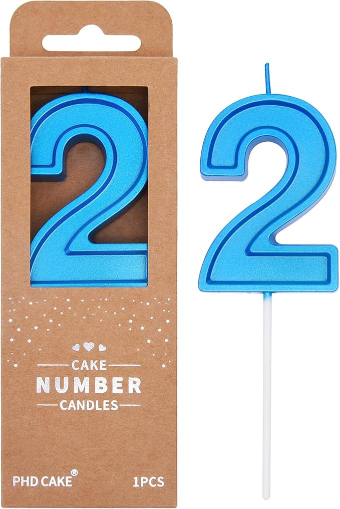 PHD CAKE 2.76 Inch Luxe Blue 2 Number Birthday Candles, Blue Number Candles, Cake Number Candles,... | Amazon (US)