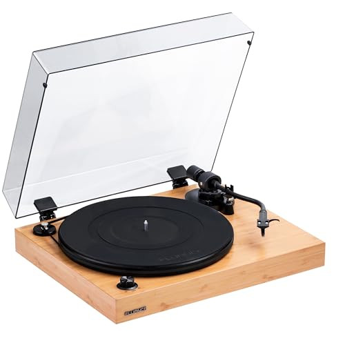 Fluance RT82 Reference High Fidelity Vinyl Turntable Record Player with Ortofon OM10 Cartridge, Speed Control Motor, High Mass MDF Wood Plinth, Vibration Isolation Feet - Bamboo | Amazon (US)