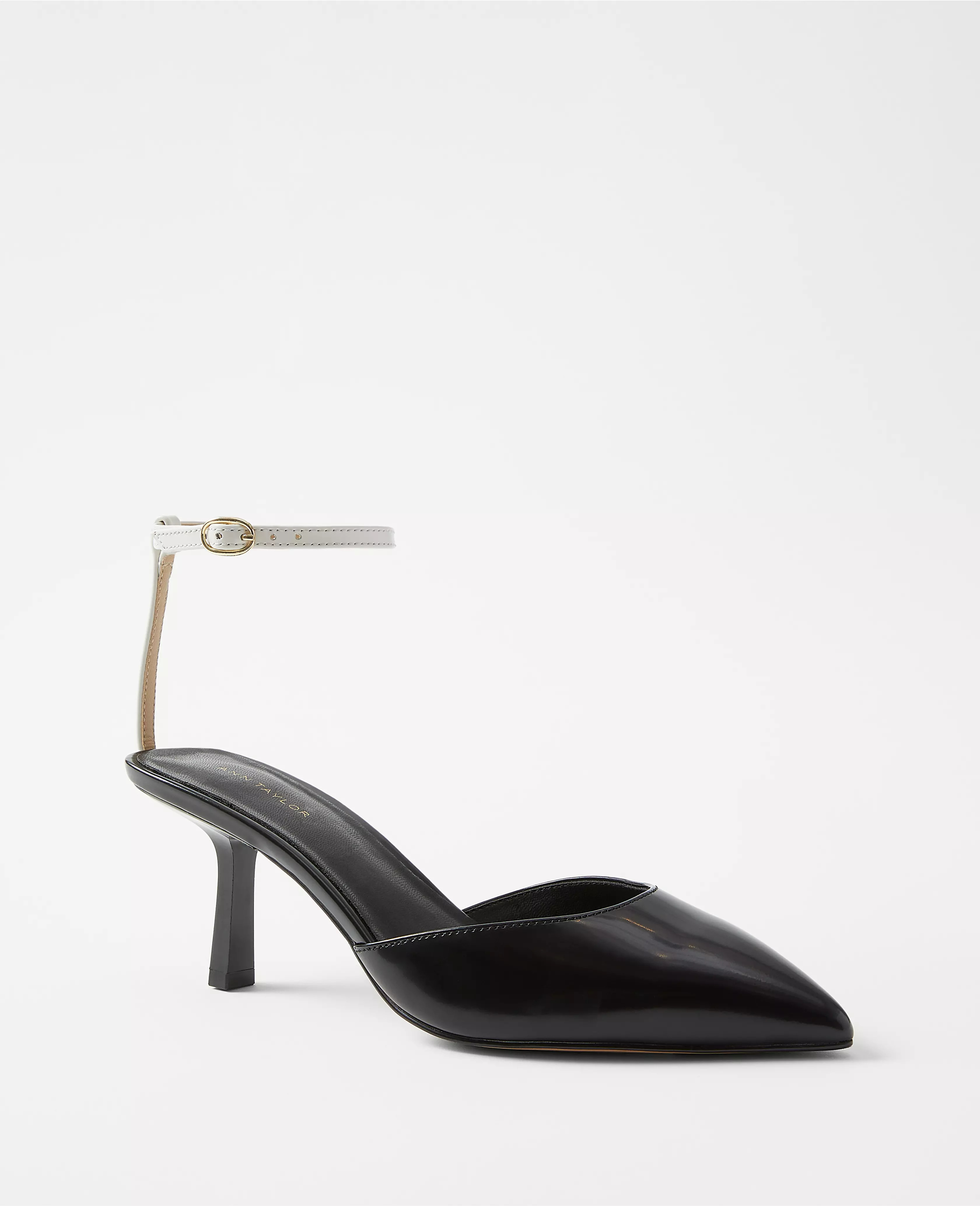 Leather Mid Heel Ankle Strap Pumps | Ann Taylor