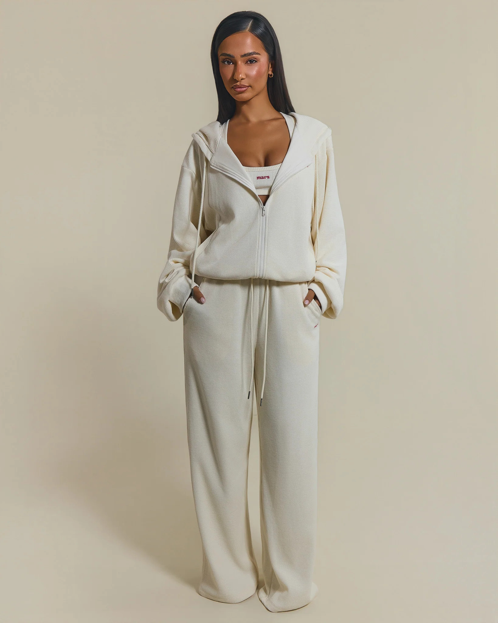 The Waffle Oversized Embroidered Jacket in Cream | Mars The Label