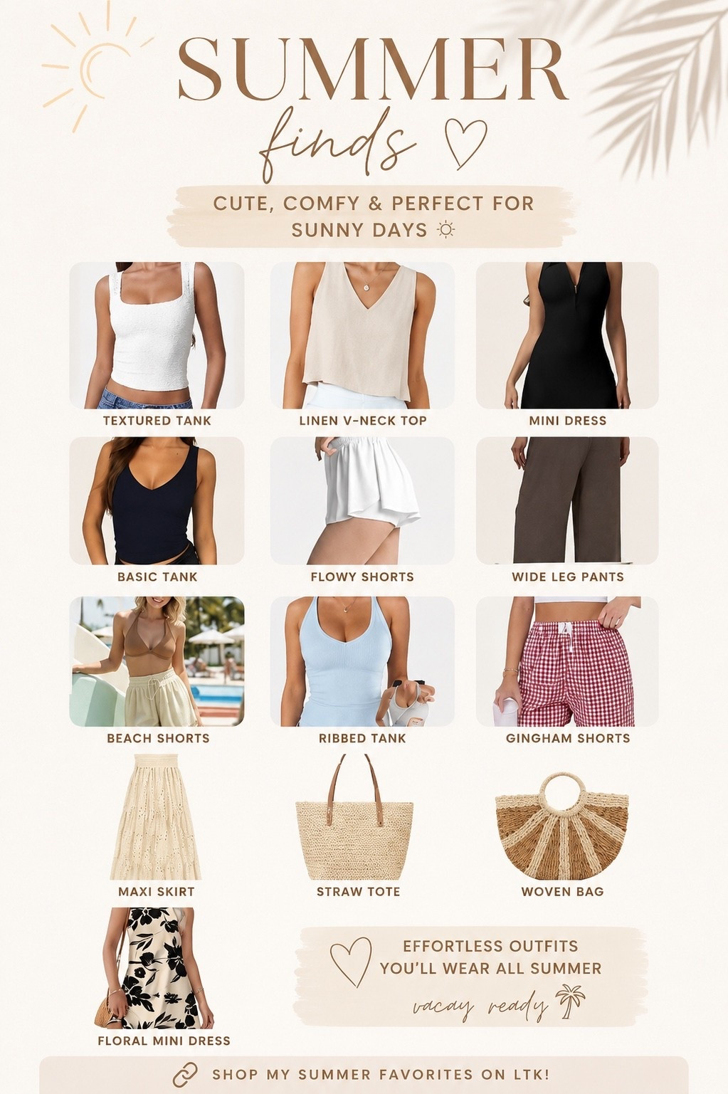 Cute Summer Finds You’ll Wear on Repeat ☀️
The effortless summer capsule wardrobe you’ve been looking for 🤍 From lightweight tops and comfy shorts to woven bags and breezy dresses, these are the pieces that make getting dressed easy all season long. Perfect for vacations, beach trips, brunch, and everyday summer style. ☀️✨

#LTKStyle #LTKSummer #AmazonFashion #SummerFashion #VacationStyle #BeachOutfit #CapsuleWardrobe #FashionFinds

#LTKActive #LTKdayinmylife #LTKootd