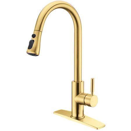 FORIOUS Gold Kitchen Faucets with Pull Down Sprayer, Kitchen Sink Faucet with Pull Out Sprayer, Fing | Walmart (US)