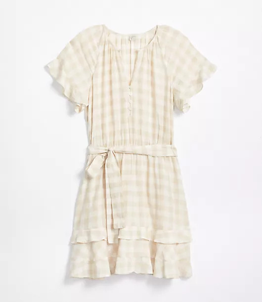 Loft LOFT Beach Gingham Tie Waist Dress | LOFT