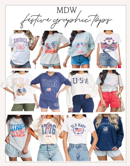 Graphic tips, tees and sweaters for MDW! 

#memorialdayweekend

MDW outfit. USA graphic top. USA tee. MDW graphic tee  

#LTKStyleTip #LTKSeasonal #LTKFindsUnder50