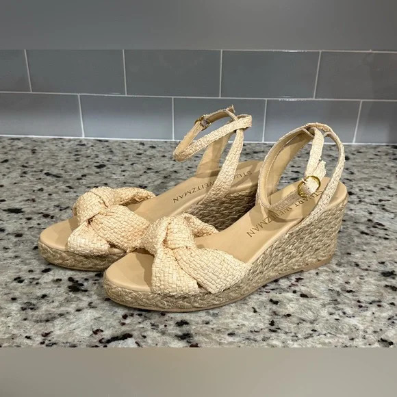 Stuart Weitzman Playa Raffia Espadrille Knot Wedge Women’s 11 | Poshmark