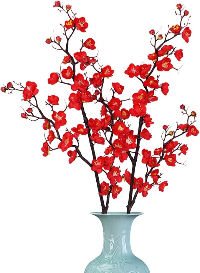 Sunm Boutique 2 Pack Plum Blossom Artificial Flowers Simulation Flower Table Decoration Accessori... | Amazon (US)