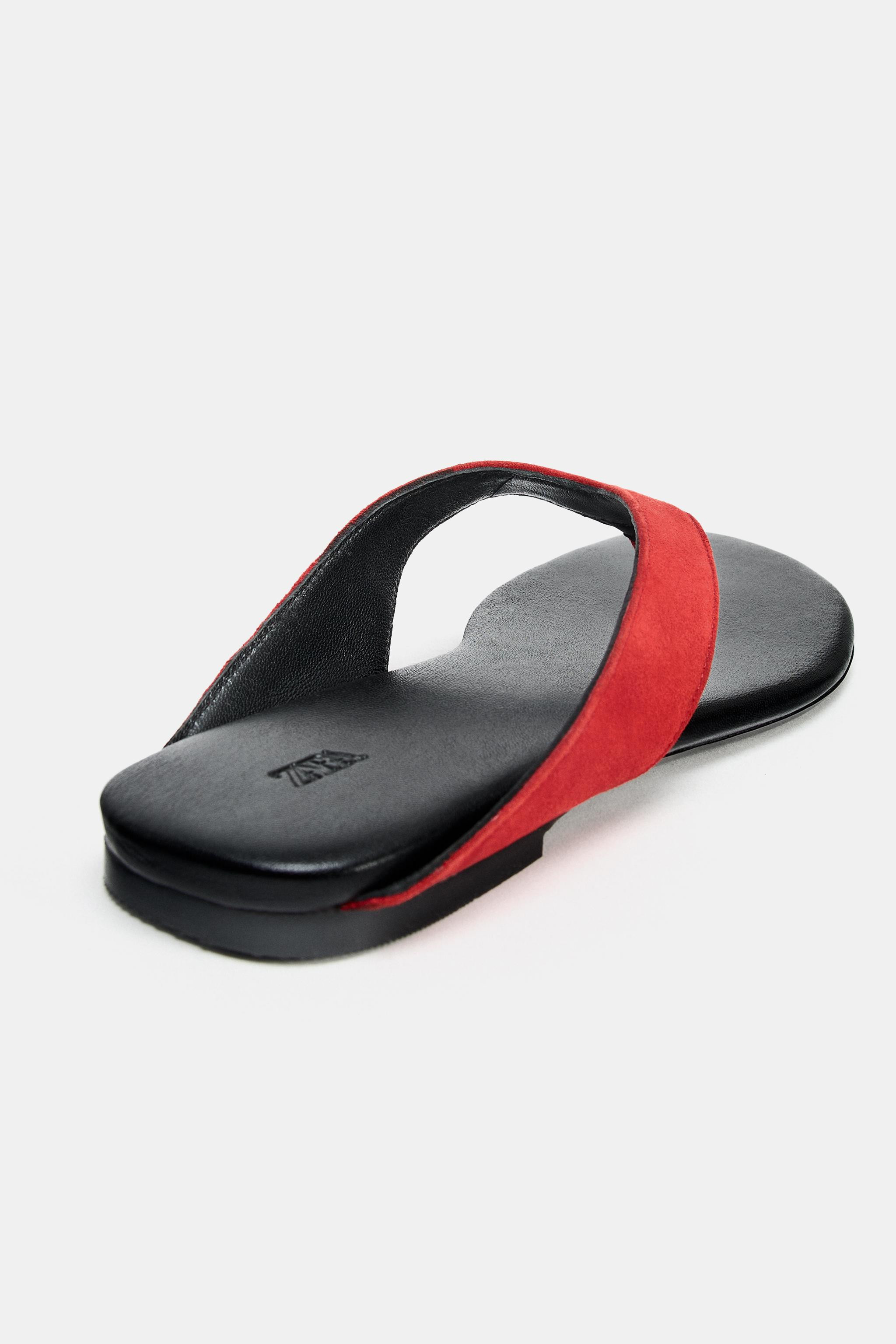 FLAT LEATHER SANDALS | Zara US