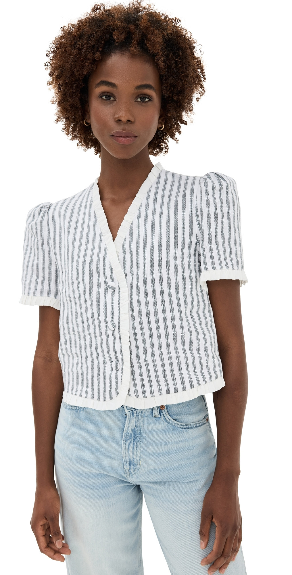 Reformation Bess Linen Top Antibes Stripe M | Shopbop
