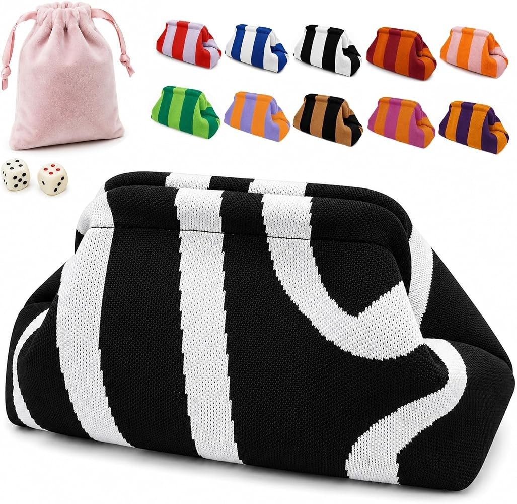 Mahjong Tile Bag with Dice Pouch, Crochet Woven ClutchBlack&White Irregular | Amazon (US)