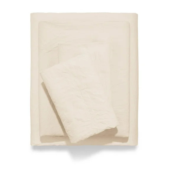 Mainstays Enzyme Washed Microfiber Bed Sheet Set, Vanilla Dream, Queen, 4-Pieces | Walmart (US)
