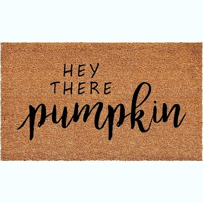 HomeRoots 17" X 29" Brown And Natural Fall Hey There Outdoor Coir Door Mat | Target