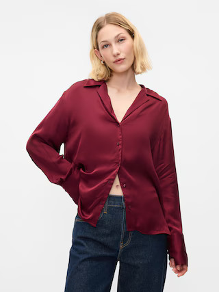 Satin Relaxed Shirt | Gap (US)