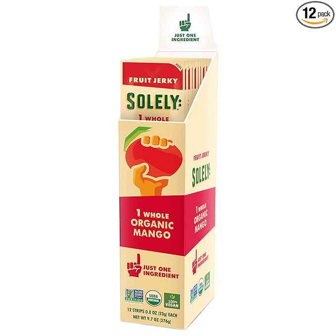 SOLELY Organic Mango Fruit Jerky, 12 Strips | One Ingredient | Vegan | Non-GMO | Gluten-Free | No... | Amazon (US)