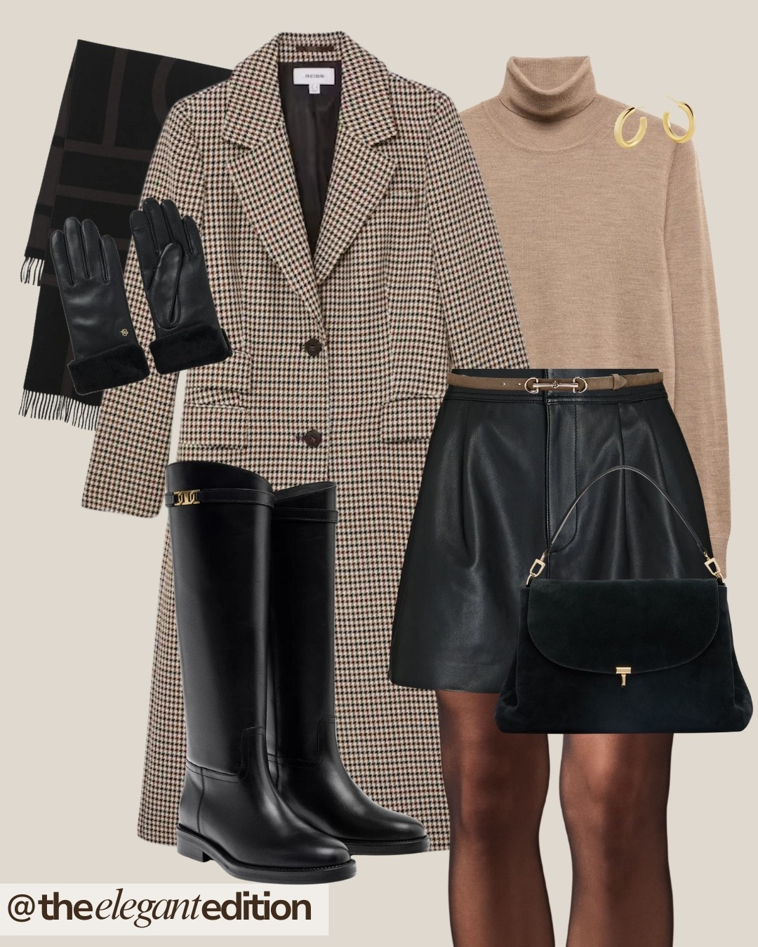 SOPHISTICATED STYLE🤎🖤
houndstooth blazer coat camel turtleneck black leather shorts riding boots leather gloves chic winter outfit pattern mixing neutral tones elegant style women's fashion city style sophisticated look timeless pieces Parisian vibes polished casual capsule wardrobe autumn winter inspo

#LTKeurope #LTKstyletip #LTKwinter

#LTKwinter #LTKeurope #LTKstyletip