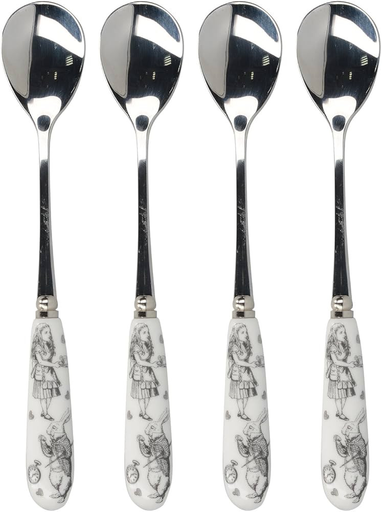 V&A Alice in Wonderland Stainless Steel Teaspoons with Decorative Porcelain Handles, 15.5 cm (6")... | Amazon (UK)