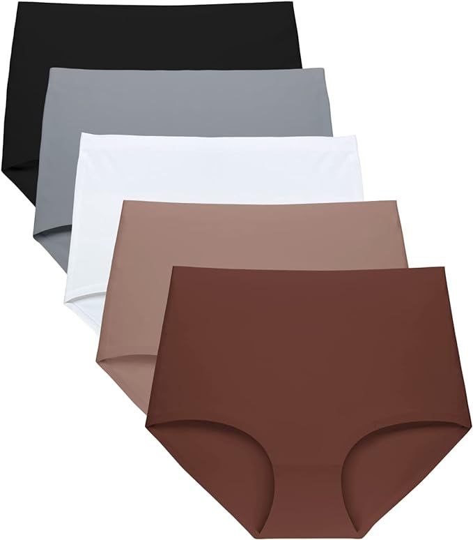 FallSweet No Show High Waist Briefs Underwear for Women Seamless Panties Multi Pack | Amazon (US)