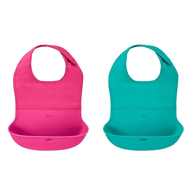 OXO Tot Roll-Up Bib 2 Pack - Pink/Teal | Amazon (US)